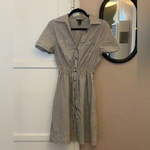 Vintage 2008 H&M Grey & White Stripe Dress Size 14